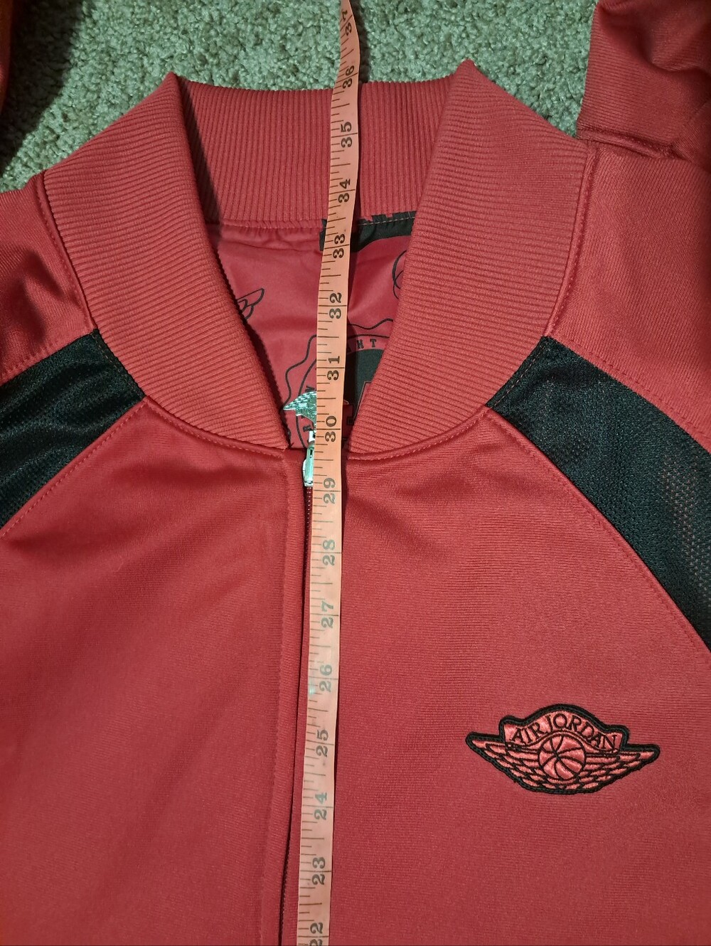 Jordan Men's Red and Black Zip-Up Sweater Jacket